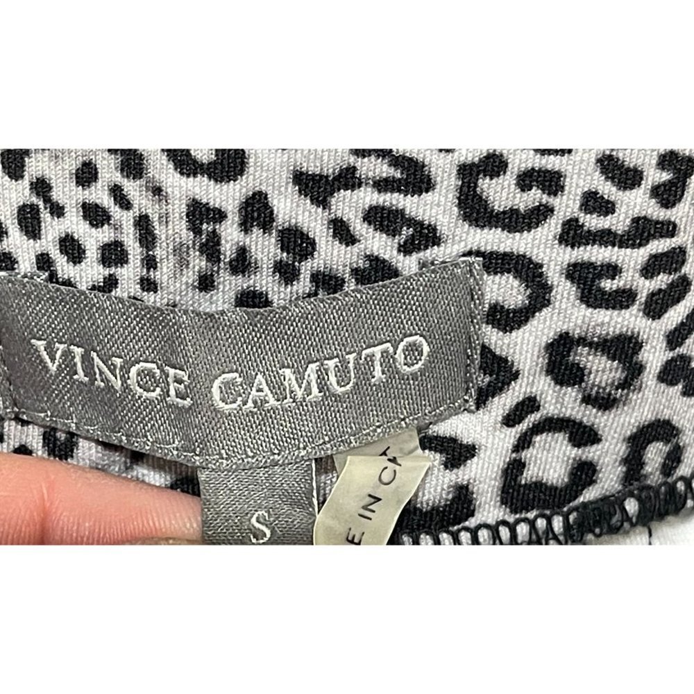 Vince Camuto Snow Leopard Pencil Skirt Back Zip Black Grey Size S Small - Picture 5 of 7
